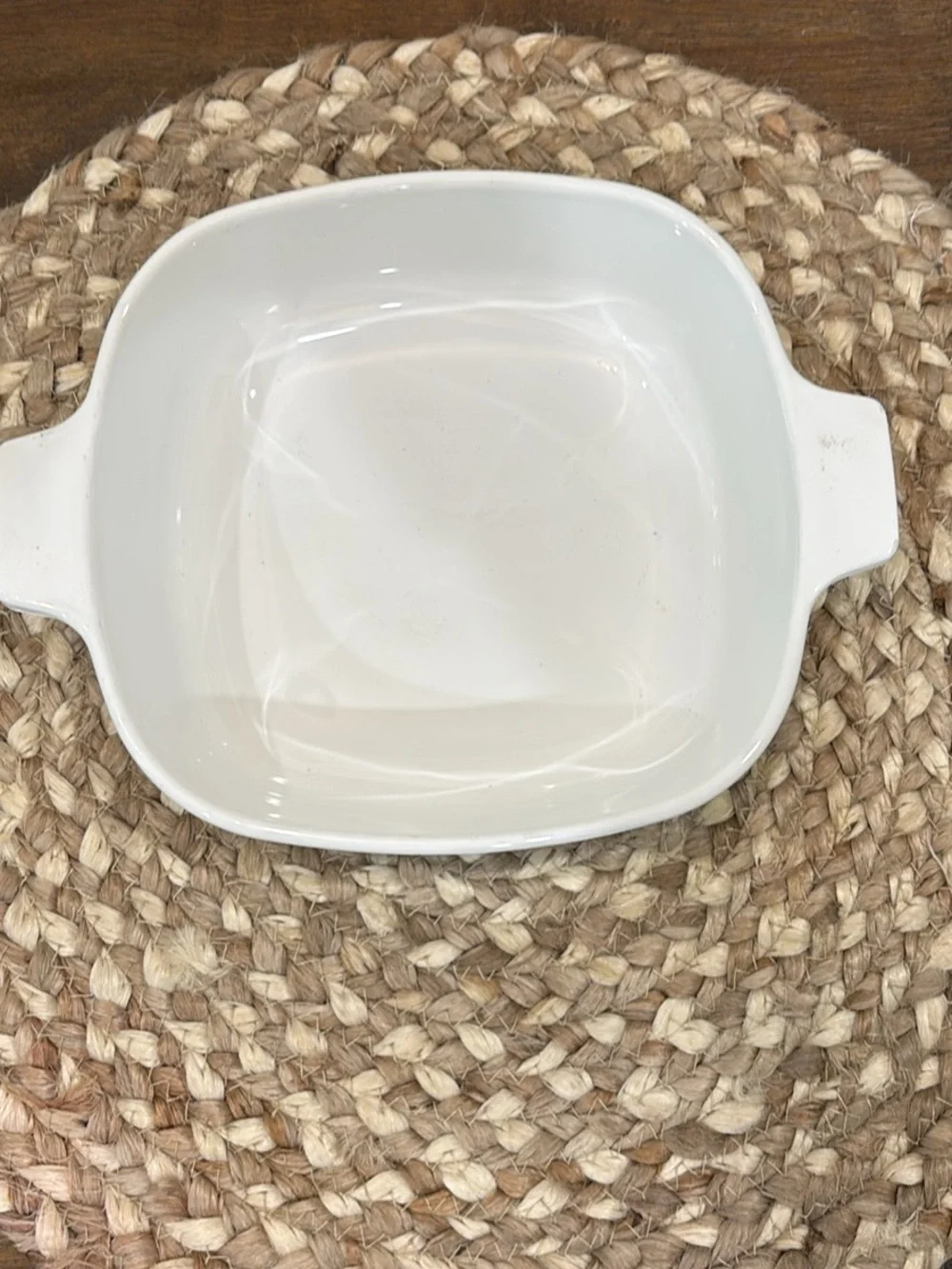 Corningware White Baking Casserole with Blue Floral Design 1qt size no lid